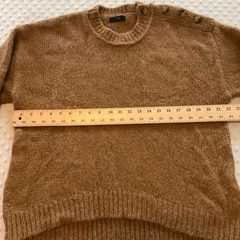 J. Crew Brown‎ Fuzzy Alpaca Wool Blend Button Shoulder Sweater Women's Large